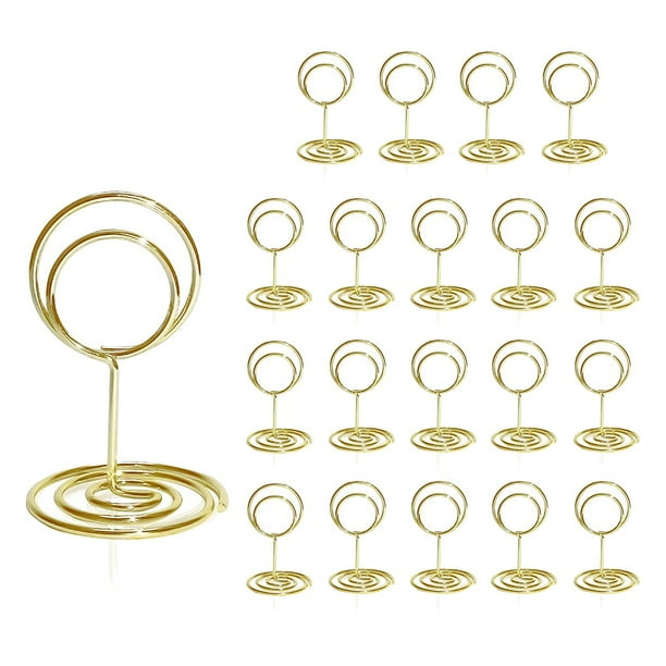 Soportes para NúMeros de Mesa 20 Piezas - Mini Soporte para Tarjetas de 2 Pulgadas Soportes para NúMeros de Mesa Cortos para Fiesta de Boda (Oro)