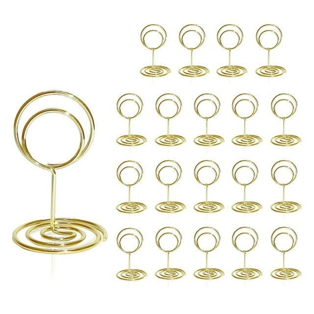Table Number Holders 20Pcs - 2 Inch Mini Place Card Holder Short Table Number Stands for Wedding Party (Gold)