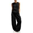 thumbnail image 2 of Women's Two Piece Outfits Summer Sleeveless Tops Wide Leg Pants Vacation Matching Set, 2 of 8