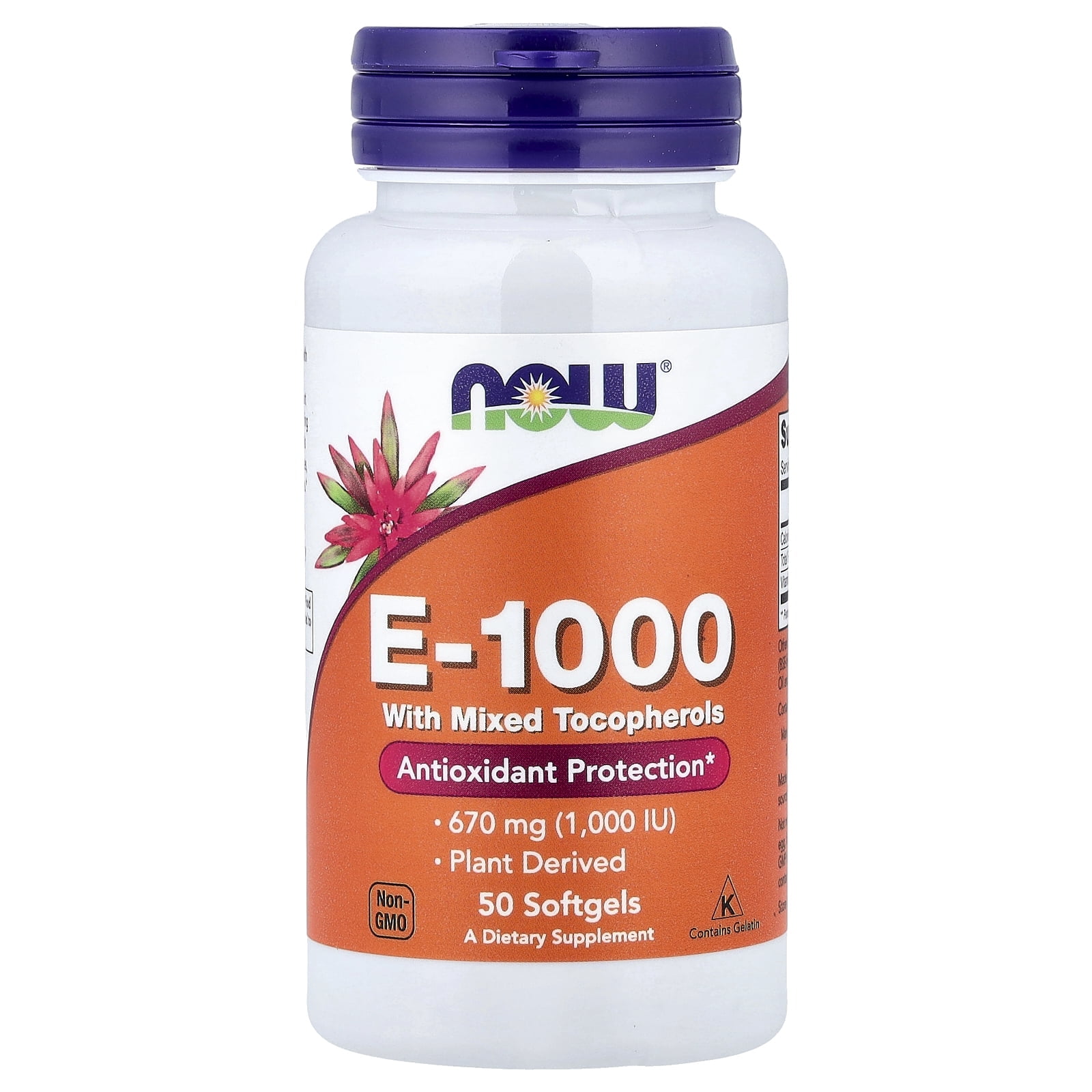 NOW Foods - Vitamin E Mixed Tocopherols/Unesterified 1000 IU - 50 Softgels