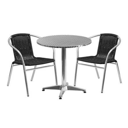 Bowery Hill 3 Piece Round Patio Dining Set in Aluminum and