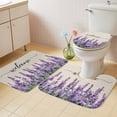 thumbnail image 2 of Purple Lavender Bath Mat 3 Piece Bathroom Rug Set, Purple Spring Floral Wildflower Plant Non Slip Bath Rug Contour Mat and Toilet Lid Cover, Absorbent Shower Mats Soft Bath Rugs and Mats Sets, 2 of 8