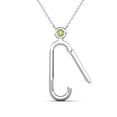 thumbnail image 2 of TriJewels Round Peridot Accent Paperclip Charm Holder Pendant Necklace in 10K White Gold, 2 of 6
