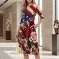 thumbnail image 4 of BOMYJESK 250th Anniversary USA Flag Floral Maxi Dress for Women Patriotic American Flag Boho Independence Day Summer Dresses 4th Of July A-Line Dress Casual Resort Wear Yellow 2XL, 4 of 6