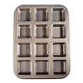 thumbnail image 2 of 2X 12 Cups Square Mini Bread Burger Muffin Cupcake Mold for Household Non-Stick Baking Pan Oven Trays Pastry Tool(Gold), 2 of 5