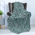thumbnail image 4 of Floral Soft Flannel Fleece Throw Blanket, Tiny Round Bloom and Leaf Nature, Cozy Plush for Indoor and Outdoor Use, 50" x 70", Indigo Seafoam, by Ambesonne, 4 of 5