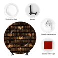 thumbnail image 4 of Picia Bookshelves Pattern Bone China Decorative Plate – Wall Decor with Stand and Adhesive, Elegant Ornament for Living Room, Office, or Entryway-6in, 4 of 6