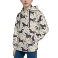 thumbnail image 2 of Uemuo Horse Pattern Hooded Sweatshirt for Youth Pullover with Kangaroo Pocket Trendy youth sweatshirt Casual Hoodie for Boys and Girls-X-Large, 2 of 6