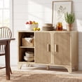 thumbnail image 2 of Furnibear 47" Fluted Buffet Cabinet with Storage Accent Sideboard,Modern Credenza with 2 Doors & Shelves,Wood Coffee Bar Table Console for Dining Room Kitchen Living Room Entryway,Natural Oak, 2 of 9