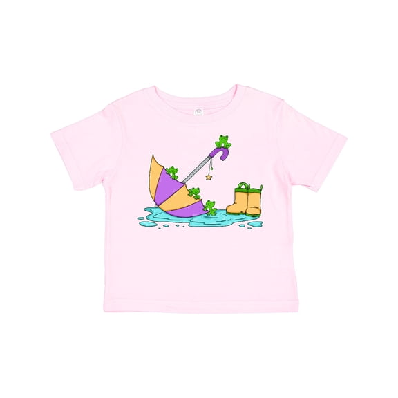 Inktastic Cute Frogs in a Umbrella with Boots Boys or Girls Toddler T-Shirt