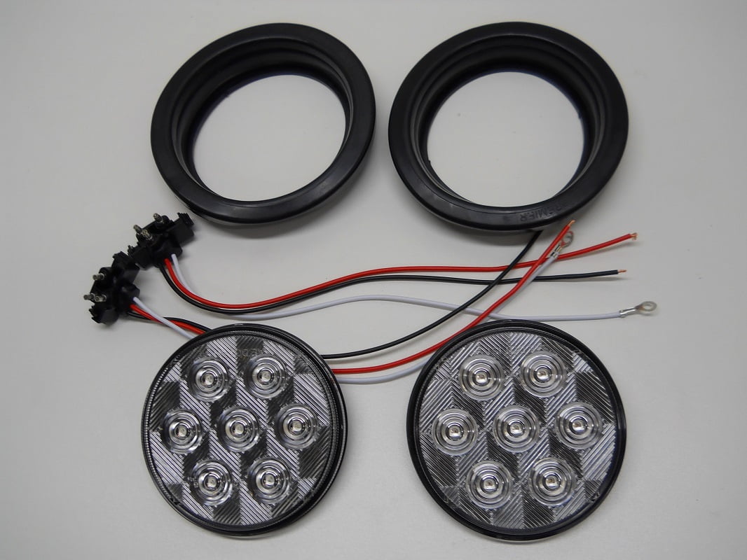 4" Round Clear Red 7 LED Trailer Truck Brake Stop Turn Tail Lights