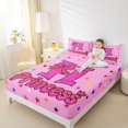 thumbnail image 4 of spefrowx Glitter Princess Letter Print King Sheets for Girls, Pink Star Bow Bedding, 4-Piece, 1 Flat Sheet, 1 Fitted Sheet and 2 Pillowcases, 4 of 6