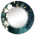 thumbnail image 2 of Designart "Chaotic Beauty in White and Teal Plants III" Floral Round Wall Mirror - Traditional Oval Printed Decorative Oversized Mirror - Multiple Color Options, 2 of 4