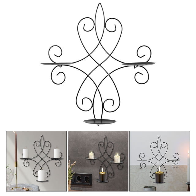 BEADCEST Portavelas De Pared Negro De Hierro Fundido Con Hueco Para