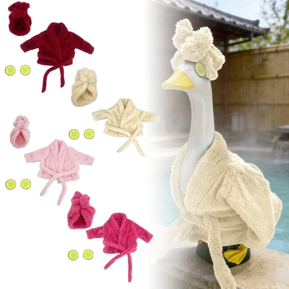 Novamily Goose Outfits,Bathrobe Porch Goose Statue Costume,Cute Goose Clothes for 23-Inch Cement or Plastic Statue,Lawn Yard Garden Patio Decor (D)