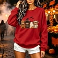 thumbnail image 4 of HOMBOM Fall Sweatshirt for Women Crewneck Hoodless Cozy Halloween Long Sleeve Red Pullover for Women Festive Fashion Shirts,L, 4 of 4