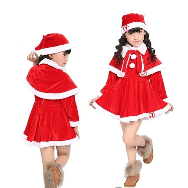 Conjunto de vestido rojo de Navidad para niños, traje de Papá Noel, ropa de fiesta, Año Nuevo
