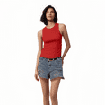 thumbnail image 3 of VICHVVY Womens Tank Tops High Neck Summer Tanks Cami Sleeveless Tops Basic Shirt Ribbed Racerback Blouses Red Small, 3 of 5