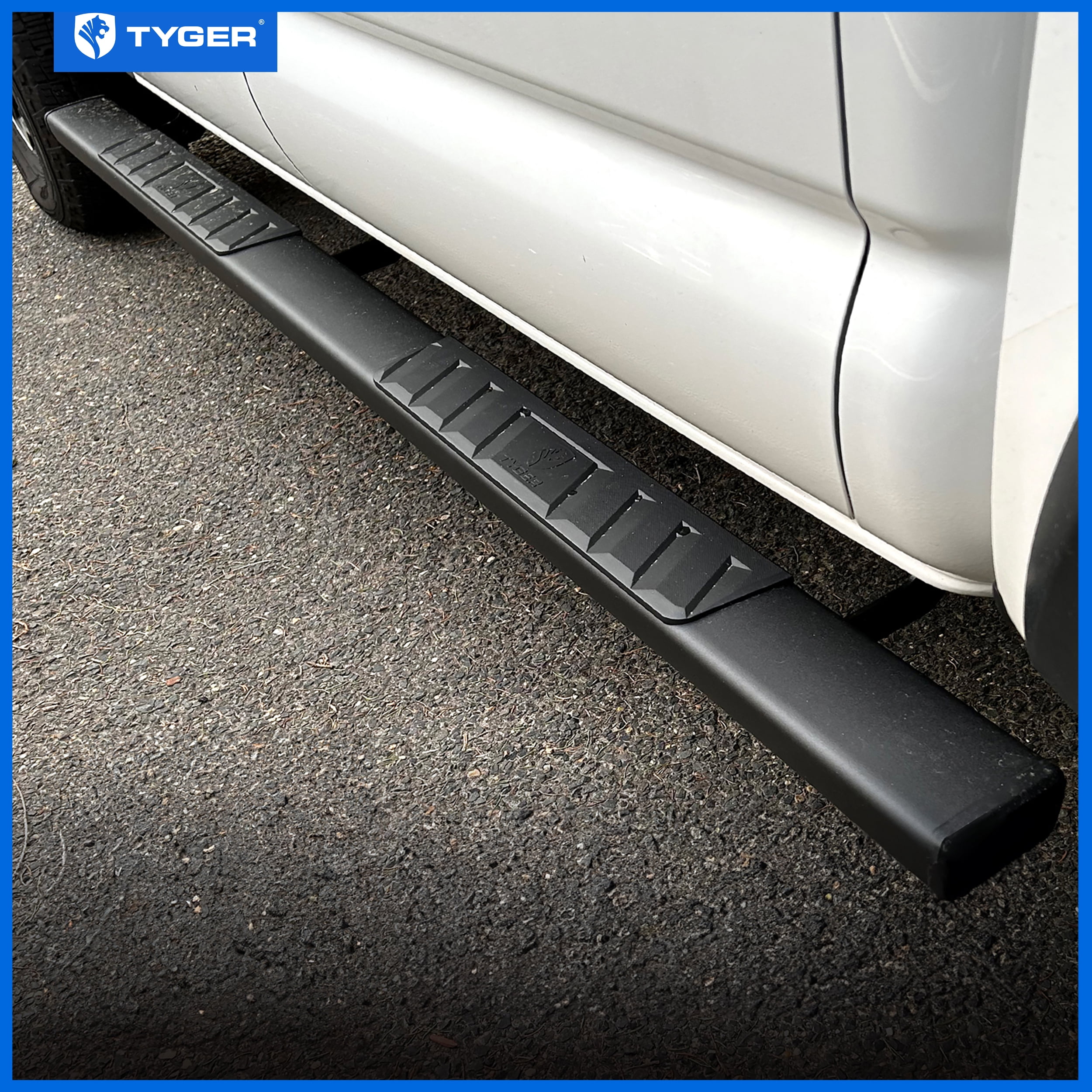 Tyger Auto 4" Riser Running Boards Compatible with 2024-2026 Toyota Tacoma (Fits Hybrid) | Double Cab | TG-RS2T40308 | Side Step Rails Nerf Bars