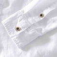 thumbnail image 3 of Linen Long Sleeve Tops for Men Fall Winter Casual Half Button Plain Pullover Blouses Solid Color Comfy Shirt (XL, White), 3 of 4
