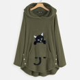thumbnail image 1 of Pntutb - Sudadera con capucha para mujer con bordado de gato, talla grande Pntutb Pntutb-1366, 1 of 5
