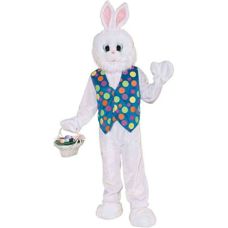 Forum Deluxe Plush Funny Bunny Mascot Costume, White, Standard (Up To Chest Size 42)