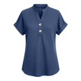 thumbnail image 4 of DHFJKG Womens Summer Top Batwing Short Sleeve T Shirt Soft Texture Ribbed Relaxed Fit Button Up Solid Color Comfy Tops, 4 of 5