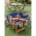 thumbnail image 3 of Outdoor Tablecloth with Umbrella Hole and Zipper, Blue Christmas Round Table Cloth 54 Inch Waterproof Tablecloth, Gnomes Cat Squirrel Pine Tree Winter Snowy Picnic Table Cover for Patio Camping, 3 of 7