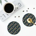 thumbnail image 4 of Honeii Dinosaur In The Space print Leather Coaster Set of 4, ideal for safeguarding your furniture from drinks spills and effortless cleanup-Round Shape, 4 of 6