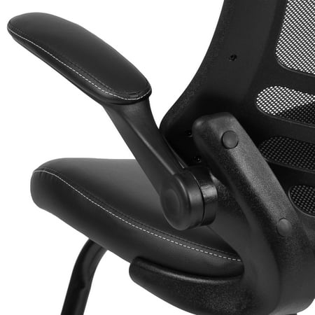Flash Furniture - Kelista  Contemporary Mesh Side Chair - Upholstered - Black LeatherSoft