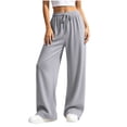 thumbnail image 2 of XuJwPNcy Women Wide Leg Pants Drawstring Elastic Waist Flowy Pants Work Business Casual Trousers(Gray,Medium), 2 of 6