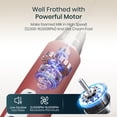 thumbnail image 6 of Red Handheld Milk Frother Wand for Coffee, Rechargeable Electric Whisk with 3 Heads 3 Speeds Drink Mixer Coffee Frother For Latte, Cappuccino, Hot Chocolate, Egg, 6 of 8
