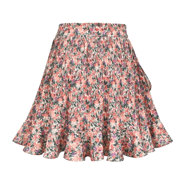Qarigey deportiva de cintura alta para mujer, faldas holgadas por encima de la rodilla de poliéster para banquete de niñas, ropa, regalo de Prendas para la parte inferior del cuerpo Rojo S