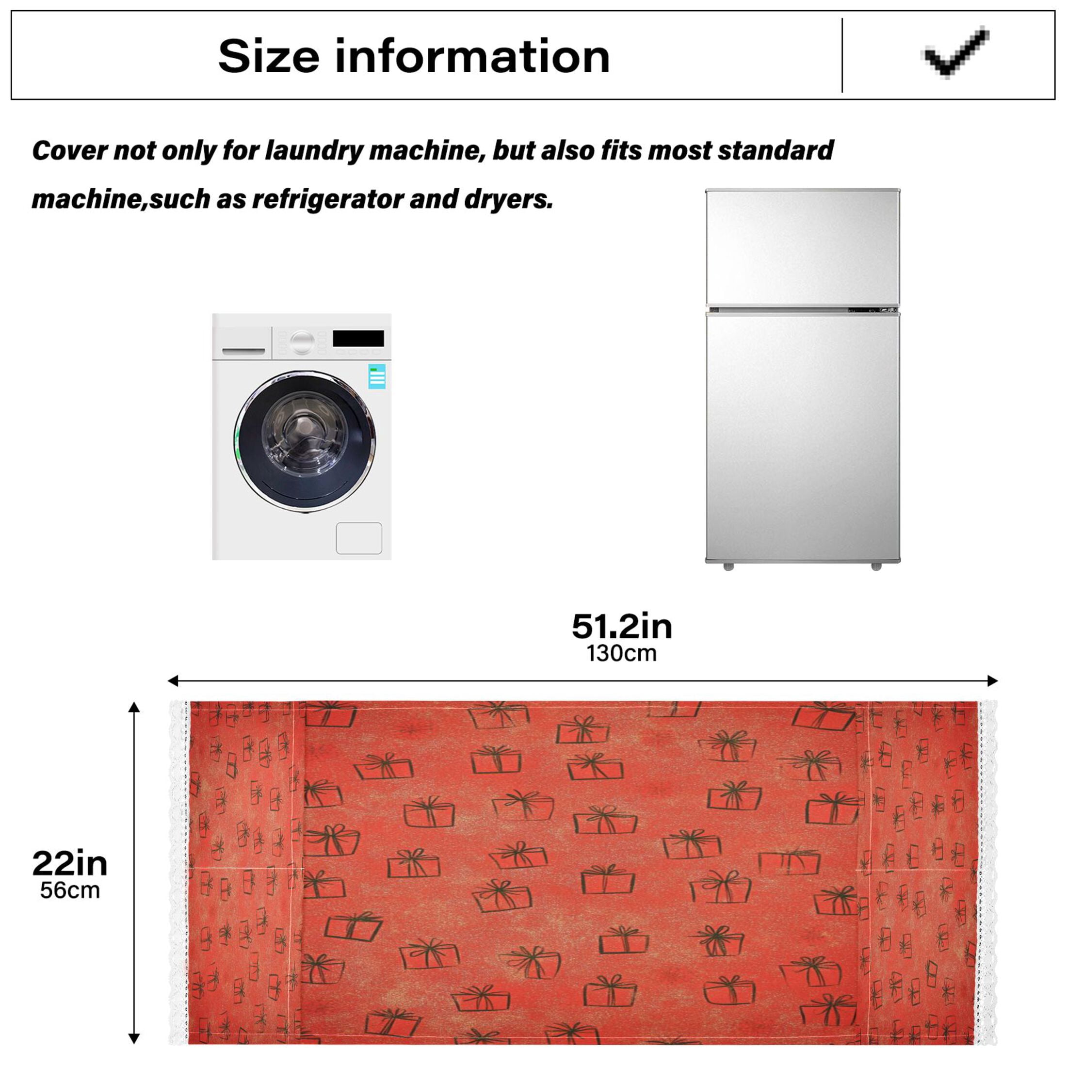 Christmas PresentsWasher and Dryer Covers Dust-Proof and Oil Resistant Fridge Cover with 4 Storage Pockets Washing Machine Top Cover for Laundry Kitchen Home 51.2 x 22 In
