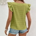 thumbnail image 5 of SHITINN Athletic Tops for Women 3d Print Tops for Women Women's Square Neck Ruffled Sleeve Top Solid Pleated Summer Flowy Blouse Shirt Tank Dressy Casual, 5 of 5