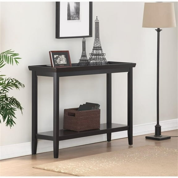 Pemberly Row Modern Console Table in Black Wood Finish