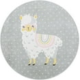 thumbnail image 2 of Unique Loom Whimsy Kids Collection Area Rug - Llama (7' 10" Round Gray/Ivory) Perfect For Kids Bed Room/Nursery Room/Living Room/Class Room/Play Room, 2 of 5