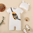 thumbnail image 3 of Newborn Baby Boys Clothes Baby Boys One-piece Romper Bodysuit 0-3 Months Newborn Baby Boys Short Sleeve Romper Jumpsuit Hat Set White, 3 of 7