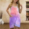 thumbnail image 2 of Zpanxa Girls Shorts Polyester Spandex Print Pattern Sleeveless Overalls with Pockets 5-6 Years, 2 of 5