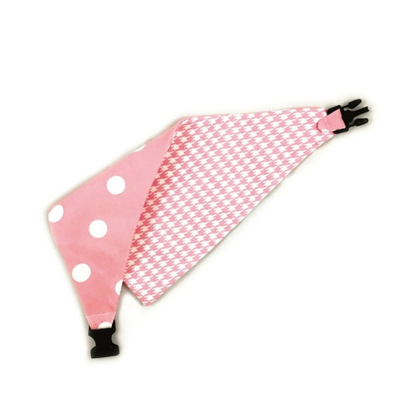 Baby Pink Houndstooth Reversible Dog Bandana