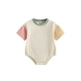 thumbnail image 1 of Arvbitana Baby Boys Girls Contrast Color Romper Short Sleeve O Neck Triangle Bottom Jumpsuit Summer Casual Simple Bodysuit for Newborn 0-24M, 1 of 9