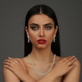 thumbnail image 4 of Estele American Diamond Gold Plated Necklace Set/Jewellery Set With Earrings For Women Suitable For All Occasions Special Gift For Wedding, Engagement, Anniversary, And Birthday, 4 of 5