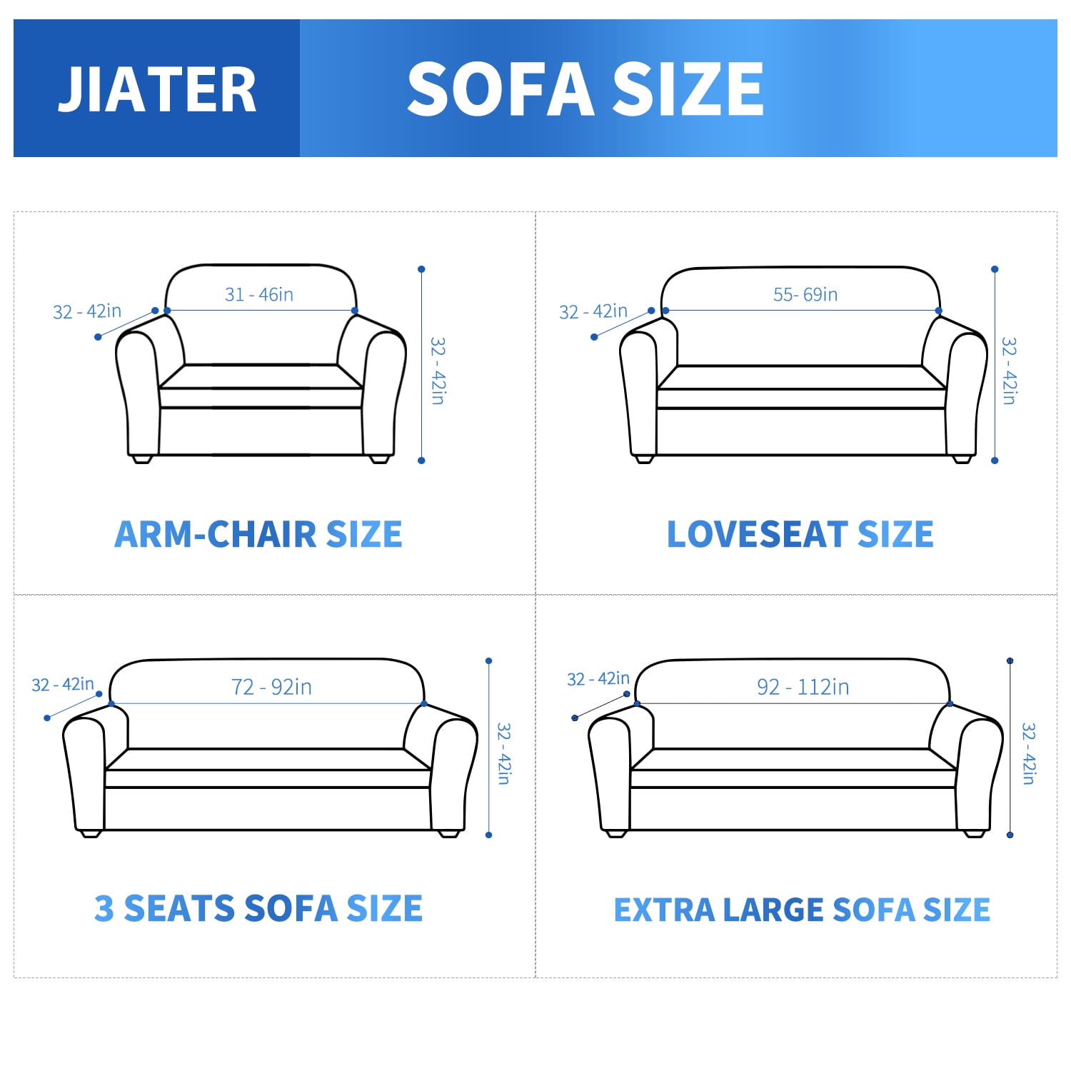 JIATER 1-Piece Armchair Sofa Cover Stretch Couch Cover Washable Sofa Slipcover Non-Slip Furniture Protector,Coffee