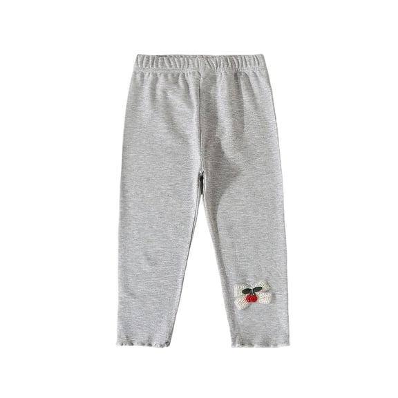 StSilkitty Girls Leggings Cute Embroidery Lightweight Stretch Yoga Dance Trousers Solid Color Comfy Under Dress Pants