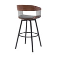 thumbnail image 3 of Vera 31 Inch Swivel Barstool Chair - Curved Open Back - Walnut Brown - Gray, 3 of 4