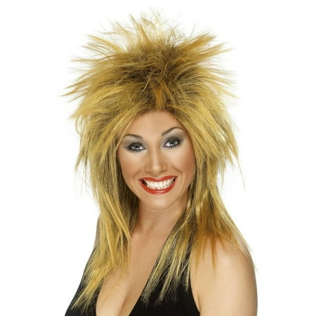 80's Rock Diva Adult Costume Long Ginger & Black Wig