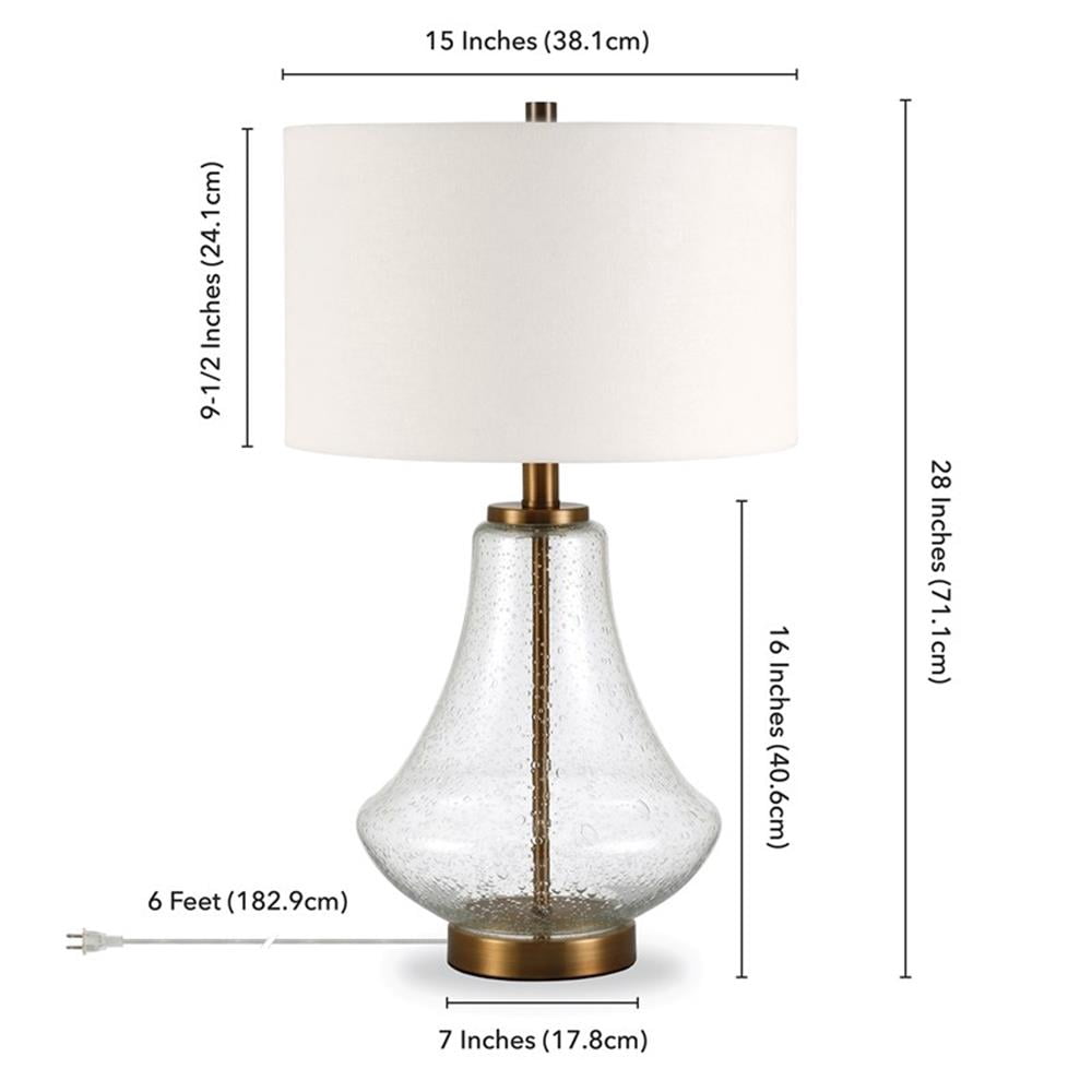 Evelyn&Zoe Traditional Seeded Glass Table Lamp with Flax Shade