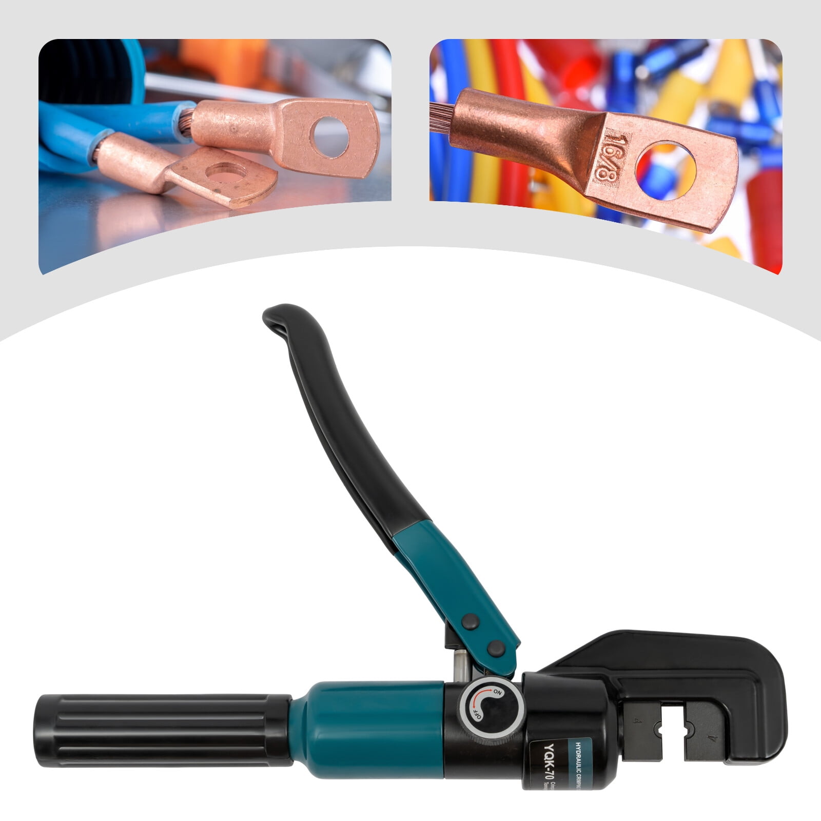 Hydraulic Hand Crimper, 45KN Hydraulic Crimping Tool with 8 Die Sets, Large Gauge Ring Terminal Crimper for Electrical Connectors