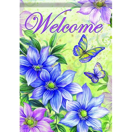 Home Accents FlagTrends Classic Large Flag, Clematis and Butterflies, Flag measures 28" x 40" By Carson