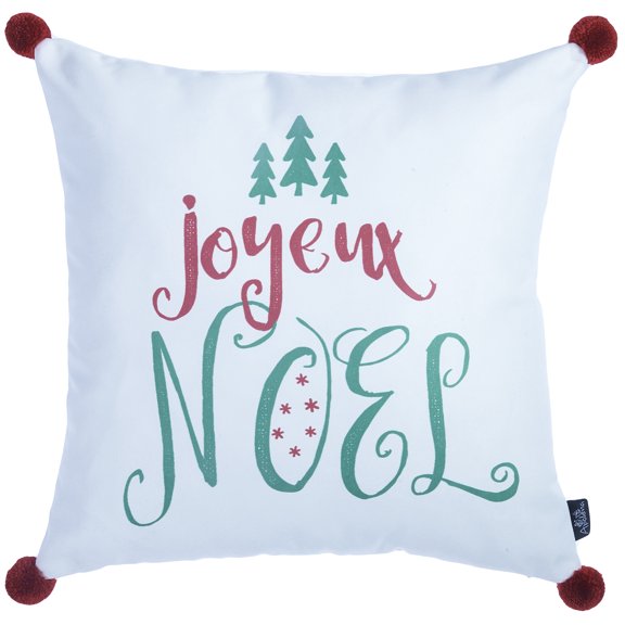 Joyeux Noel Square Printed Decorative Throw Pillow Cover